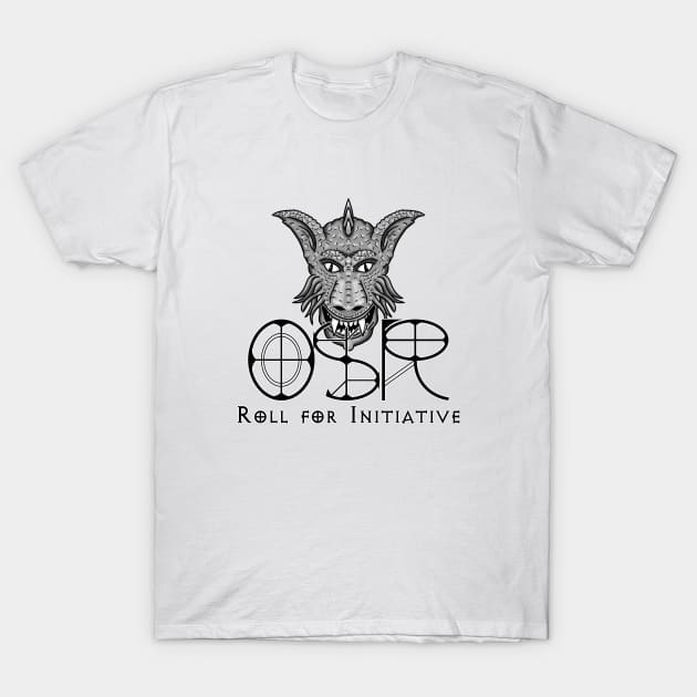 Dragon Head OSR Roll for Initiative T-Shirt by The Knotty Works